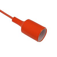 Патрон REXANT E27 силиконовый со шнуром 1 м красный (1/60)