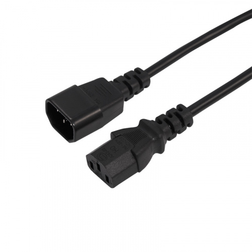 Шнур сетевой, евроразъем C13 - евроразъем C14, кабель 3x0,75 мм², длина 1,5 метра (PE пакет) REXANT (1/100) (11-1161)
