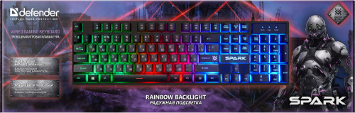 Клавиатура игровая DEFENDER Spark GK-300L RU,радужная подсветка, черный (1/20) (45300) фото 6