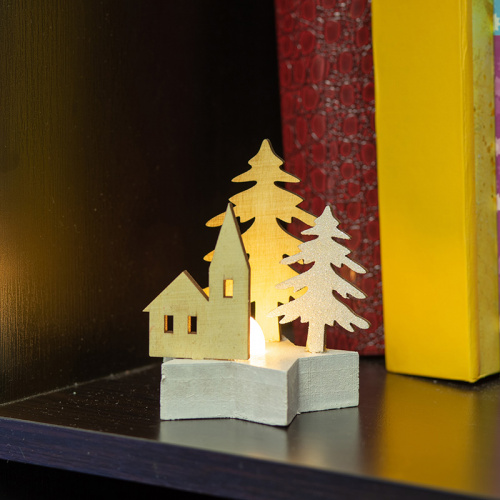 Фигурка деревянная NEON-NIGHT с подсветкой "Домик в лесу" 9*8*10 см (1/96) (504-043) фото 2