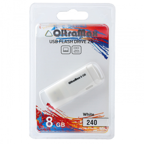 Флеш-накопитель USB  8GB  OltraMax  240  белый (OM-8GB-240-White) фото 4