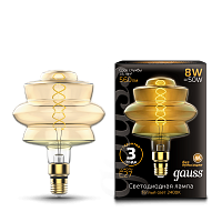Лампа светодиодная GAUSS Filament BD180 8W 560lm 2400К Е27 golden flexible 1/4 (161802008)