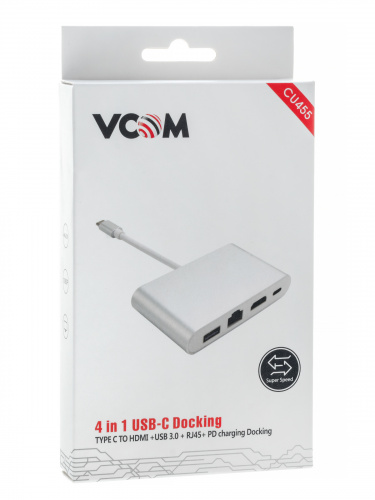 USB-концентратор USB3.1 Type-CM-->HDMI+USB3.0+RJ45+PD charging  VCOM <CU455> (1/72) фото 3