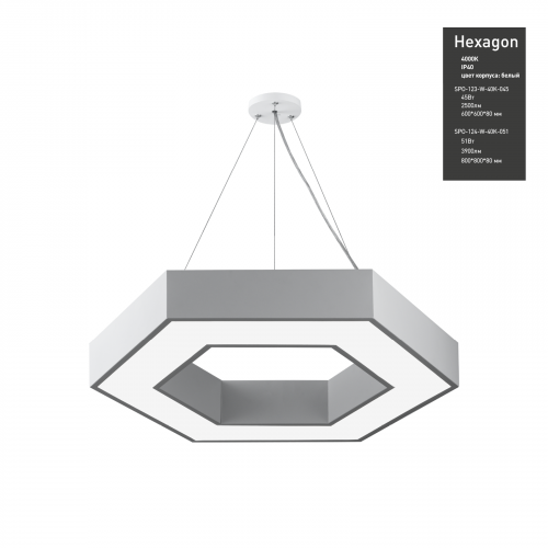 Светильник светодиодный Geometria ЭРА Hexagon SPO-124-W-40K-051 51Вт 4000К 3900Лм IP40 800*800*80 белый подвесной  (Б0050556) фото 9