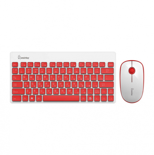 Комплект беспроводной Клавиатура + Мышь SMARTBUY 220349AG, красный/белая (1/20) (SBC-220349AG-RW)