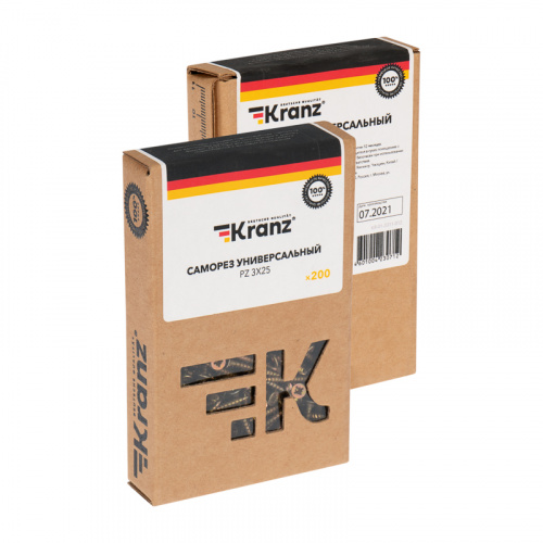 Саморез универсальный KRANZ 3х25, желтый цинк, упаковка поставщика ( 24 000 шт. ) (24000/24000) фото 3