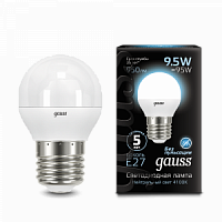 Лампа светодиодная GAUSS Globe E27 9.5W 4100K 1/10/50