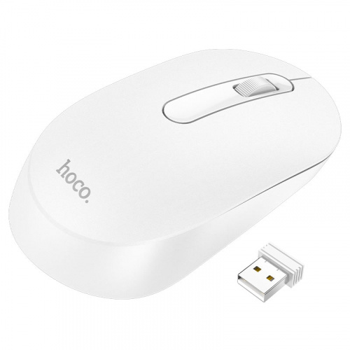 Мышь беспроводная HOCO GM14, Platinum, 1200 DPI, USB, 3 кнопки, цвет: белый (1/110) (6931474757876)