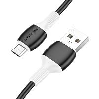 Кабель USB - микро USB Borofone BX84 Rise, 1.0м, 2.4A, цвет: чёрный (1/360) (6974443386783)
