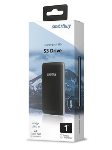 Внешний SSD  Smart Buy  1 TB  S3 Drive чёрный/серебро, 1.8", USB 3.0 (SB1024GB-S3BS-18SU30)