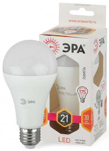 Лампа светодиодная ЭРА STD LED A65-21W-827-E27 E27 / Е27 21Вт груша теплый белый свет (1/100) (Б0035331) фото 4