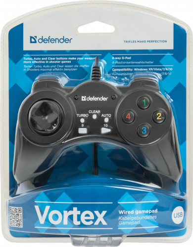 Проводной геймпад DEFENDER Vortex USB, 13 кнопок, черный (1/20) (64249) фото 3