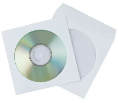 Конверт для CD дисков D2 Tech CDC-2-1000, с окном, клей дискрин, 1 000 шт. (1000/1000)