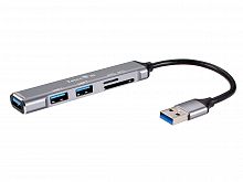 Переходник USB 3.0 -->USB3.0+2 USB2.0+SD(2.0)+TF(2.0), Aluminum Shell, 0.15м Telecom <TA309U>  (1/200)
