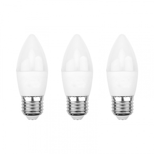 Лампа светодиодная REXANT Свеча CN 9,5 Вт E27 903 Лм 2700K теплый свет (3 шт./уп.) (3/36) (604-025-3)