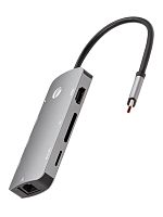 USB-концентратор USB3.1 Type-CM-->HDMI 4K*60Hz +3USB3.1(10Гбс)+RJ45+TF+SD+PD VCOM <CU4641> (1/125)