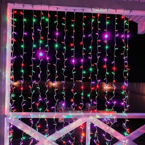 Гирлянда NEON-NIGHT "Светодиодный Дождь" 2х3м, постоянное свечение, прозрачный провод, 230 В, диоды МУЛЬТИ, 448 LED  (1/10) фото 15