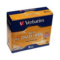 Диск VERBATIM mini DVD+RW 1.46 GB (2х) JC/5 (100)