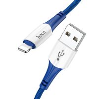Кабель USB - 8 pin HOCO X70 Ferry, 1.0м, круглый, 2.4A, нейлон, цвет: синий (1/31/310)