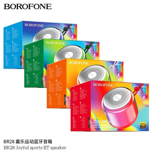 Колонка портативная Borofone BR28 Joyful, пластик, TF, USB, AUX, TWS, FM, цвет: серый (1/80) (6941991100215)