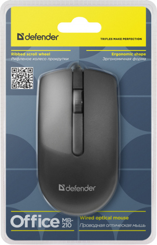 Мышь Defender Office MB-210, черный, USB, проводная,  3 кнопки, 800 dpi (1/40) (52210) фото 11