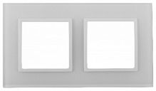 Рамка ЭРА, серии ЭРА Elegance, скрытой установки, на 2 поста, стекло, белый+бел