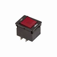 Выключатель - автомат клавишный 250V 10А (4с) RESET-OFF красный с подсветкой REXANT (10/600)