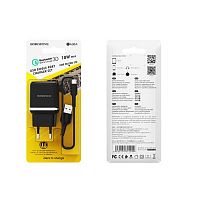 Блок питания сетевой 1 USB Borofone BA36A, Hight Speed, пластик, QC3.0, кабель микро USB, цвет: чёрный (1/60/240) (6931474715982)