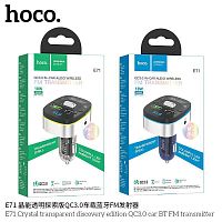 FM-трансмиттер HOCO E71 Crystal, Bluetooth, 2 USB, QC3.0,  пластик, дисплей, цвет: чёрный (1/120)