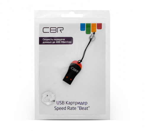 Картридер CBR Human Friends Speed Rate Beat, USB 2.0, MicroSD, T-Flash, Beat, черный/красный фото 2
