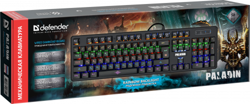Клавиатура механическая игровая Defender Paladin GK-370L RU,Rainbow, черный (1/20) (45371) фото 3