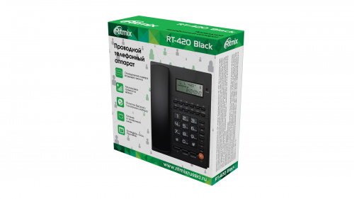 Проводной телефон RITMIX RT-420 black,спикерф,Имп/Тон.наб,опр.ном.вх.зв.35вх,10исх.ном.пам,Кал,часы.,ф-ция Pow Safe (1/20) (80002754) фото 4