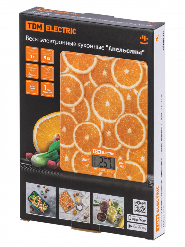 Весы электронные кухонные "Апельсины", стекло, деление 1 г, макс. 5 кг, TDM (1/20) фото 2