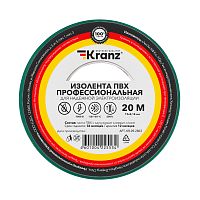 Изолента ПВХ KRANZ профессиональная, 0.18х19 мм, 20 м, зеленая (10 шт./уп.) (10/200)