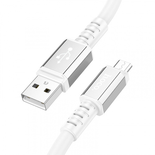 Кабель USB - микро USB HOCO X85 Strength, 1.0м, круглый, 2.4A, силикон, цвет: белый (1/33/330) (6931474777478)
