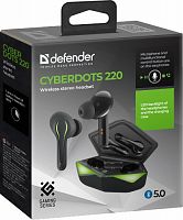 Беспроводная гарнитура DEFENDER CyberDots 220 черный, игровые TWS, Bluetooth (1/60)