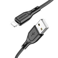Кабель USB - 8 pin Borofone BX66 Wide, 1.0м, круглый, 2.4A, силикон, цвет: чёрный (1/360)