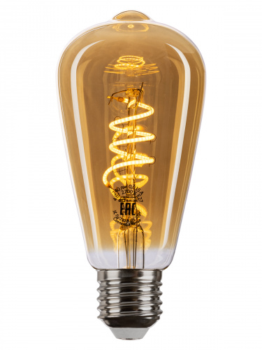 Лампа светодиодная TDM «Винтаж» золотистая ST64 (со спиралью), 4 Вт, 230 В, 2700 К, E27 (конус) (1/100) фото 4
