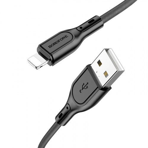 Кабель USB - 8 pin Borofone BX66 Wide, 1.0м, круглый, 2.4A, силикон, цвет: чёрный (1/360) (6974443382402)