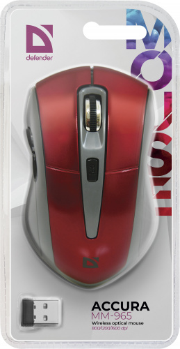 Беспроводная мышь DEFENDER Accura MM-965, USB. 6 кнопок, красный (1/40) (52966) фото 11