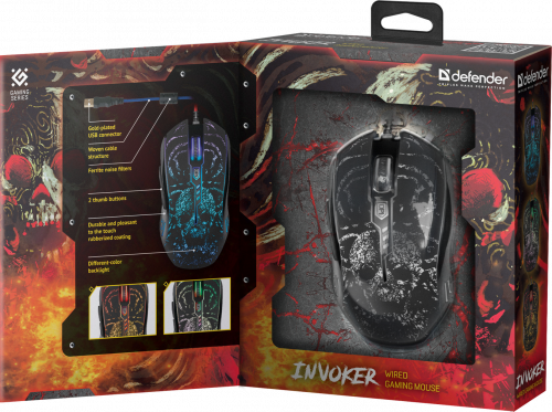 Проводная игровая мышь Defender Invoker GM-947 черная, 3200dpi,мышь (1/40) (52947) фото 2