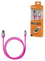 Дата-кабель TDM ДК 19, USB - micro USB, 1 м, силиконовая оплетка, розовый, (1/200)
