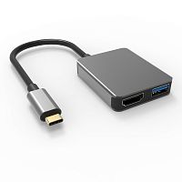Aдаптер USB3.1 Type-CM-->HDMI A(f) 4K@30 Hz+USB3.0+PD charging, Aluminum Shell,VCOM <CU454> (1/72)