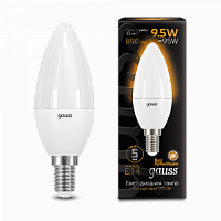 Лампа светодиодная GAUSS Свеча 9.5W 890lm 3000К E14 1/10/100 (103101110)