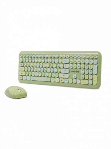 Комплект беспроводной Клавиатура + Мышь SMARTBUY 666395, мультимедийный, (SBC-666395AG-G), зеленый (1/10) фото 3