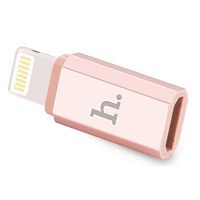 Переходник 8 pin - микро USB(f) HOCO, 0.05м, плоский, алюминий, цвет: розовое золото (1/200/1200)