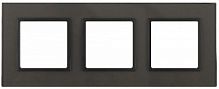 Рамка ЭРА, серии ЭРА Elegance, скрытой установки, на 3 поста, стекло, серый+антр