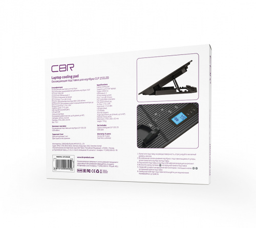 Подставка для ноутбука CBR CLP 15512D,до 15,6", 370x265x32 мм,с охлаждением,2xUSB, вент. 2х110 мм, 51 CFM, LED-подсв.,LCD-дисп.,металл/пластик (1/20) фото 2