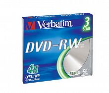 Диск VERBATIM DVD-RW 4.7 GB (4х) Slim Color (3) (60)