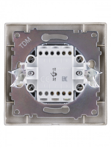 Выключатель 1 кл. с подсветкой 10А бронза , с/у, "Лама" (10/120) TDM (SQ1815-0704) фото 3